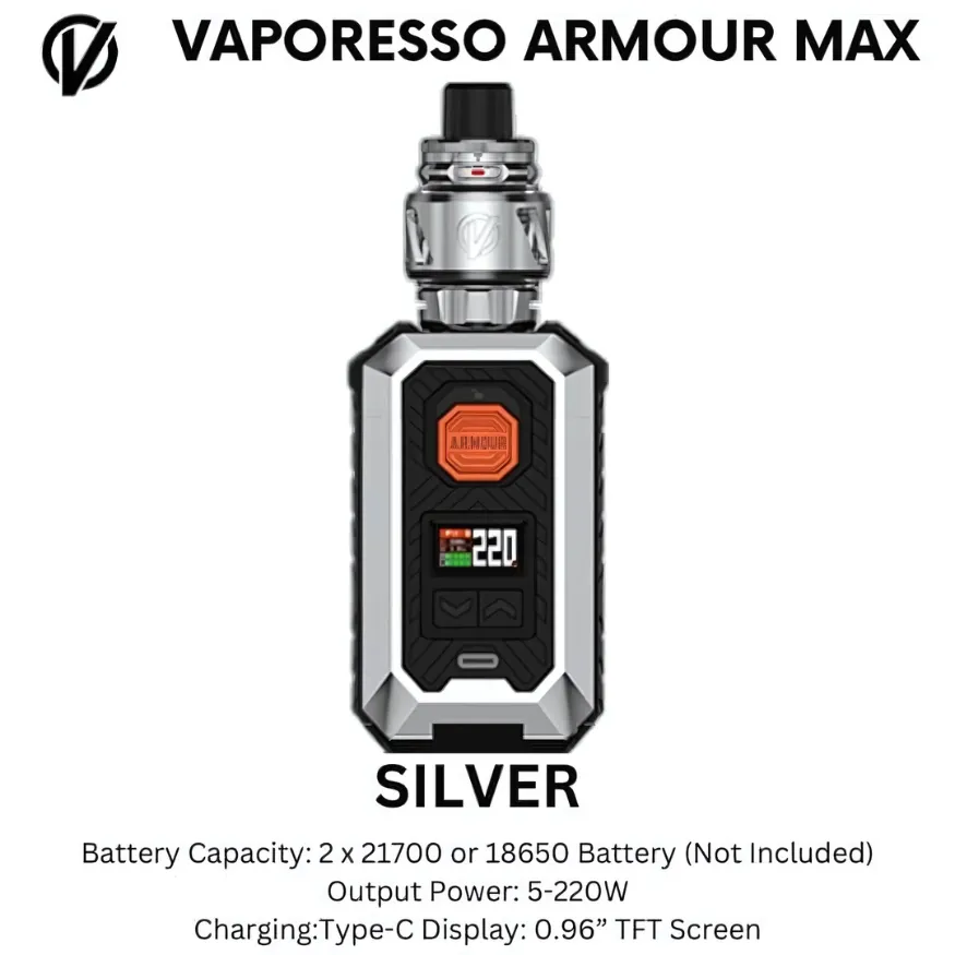 Best VAPORESSO Armour Max Pod Mod 220W Kit - Silver